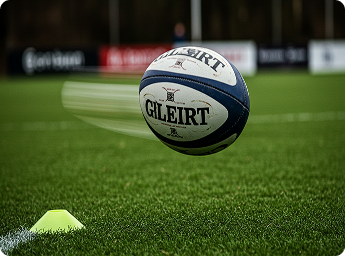 Rugby ball on field