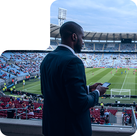 Person at sports stadium