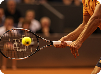 Tennis racket hitting ball